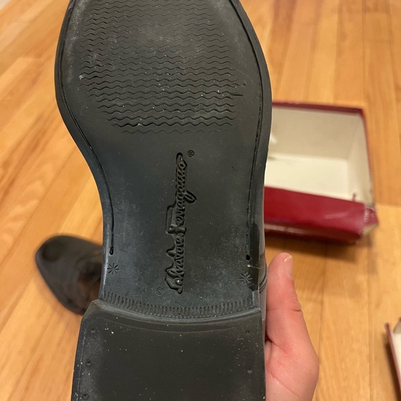 Salvatore Ferragamo Gobble Black 
Pebble Calf Dress Shoes - Picture 6 of 10